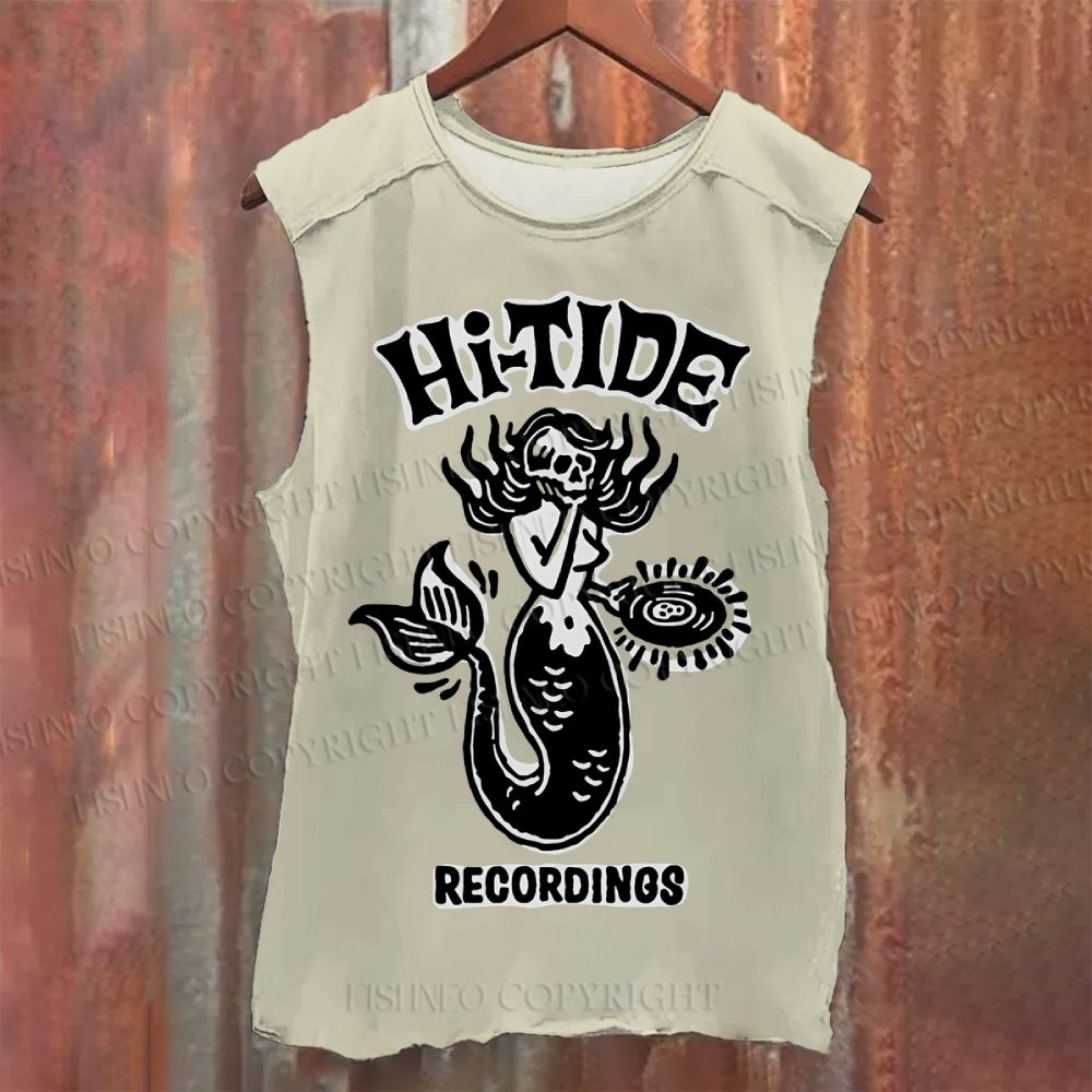 Vintage Skull Mermaid Washed Tank Top