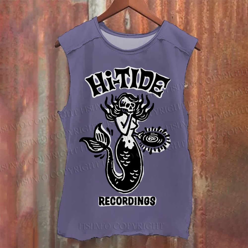 Vintage Skull Mermaid Washed Tank Top
