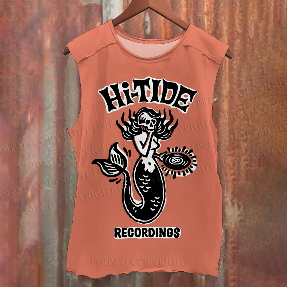 Vintage Skull Mermaid Washed Tank Top