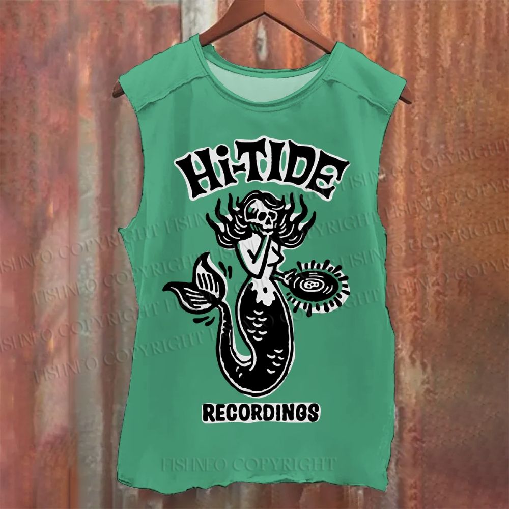 Vintage Skull Mermaid Washed Tank Top