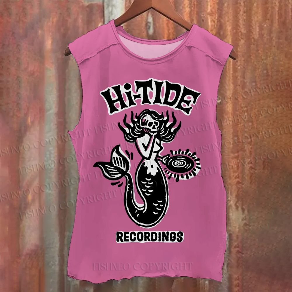 Vintage Skull Mermaid Washed Tank Top