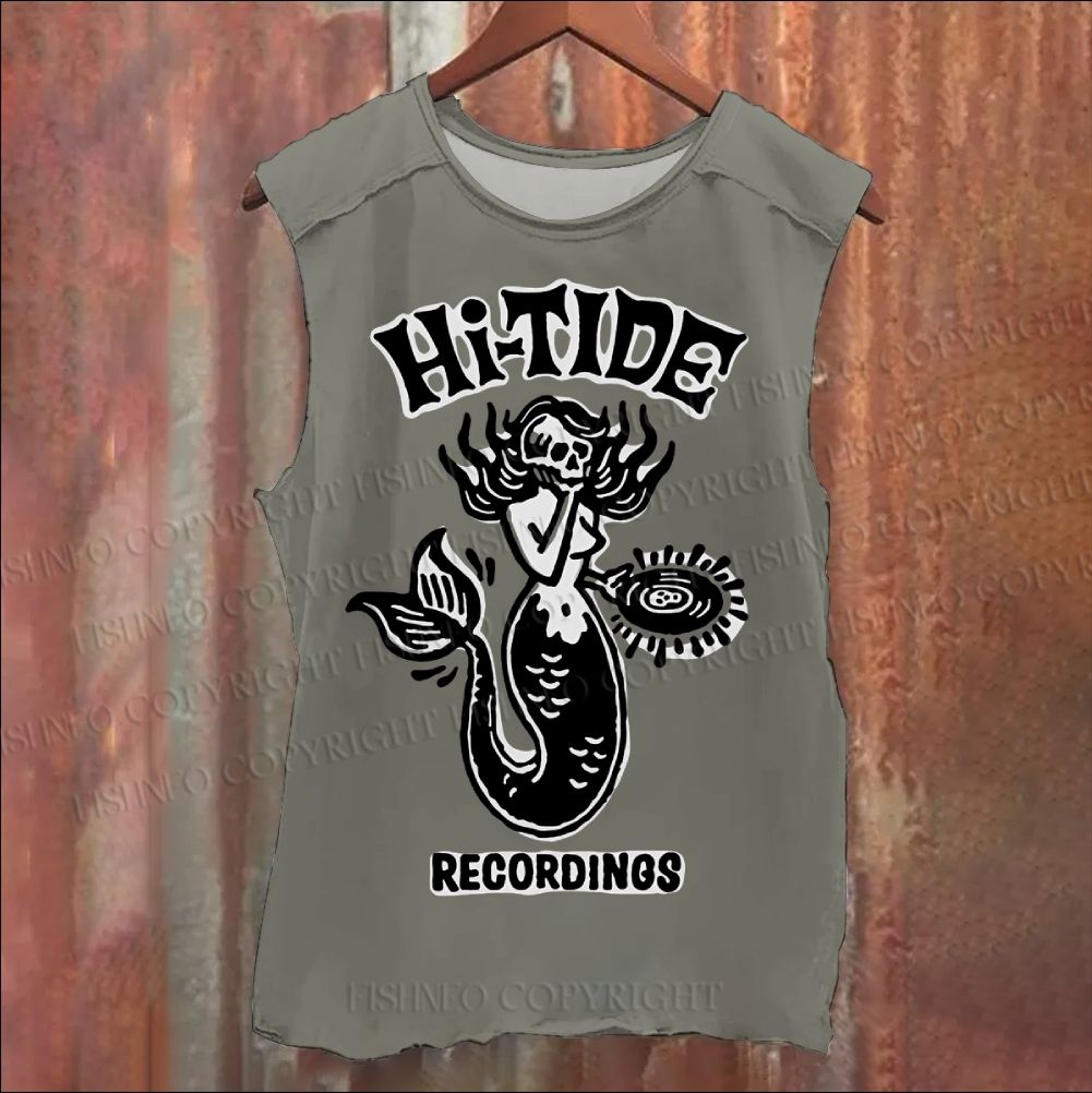 Vintage Skull Mermaid Washed Tank Top
