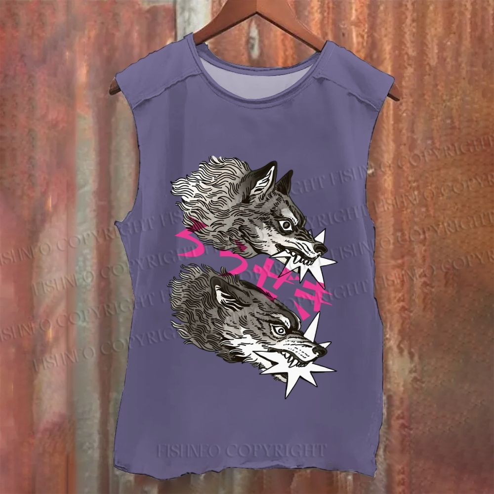 Vintage Japanese Wolf Washed Tank Top