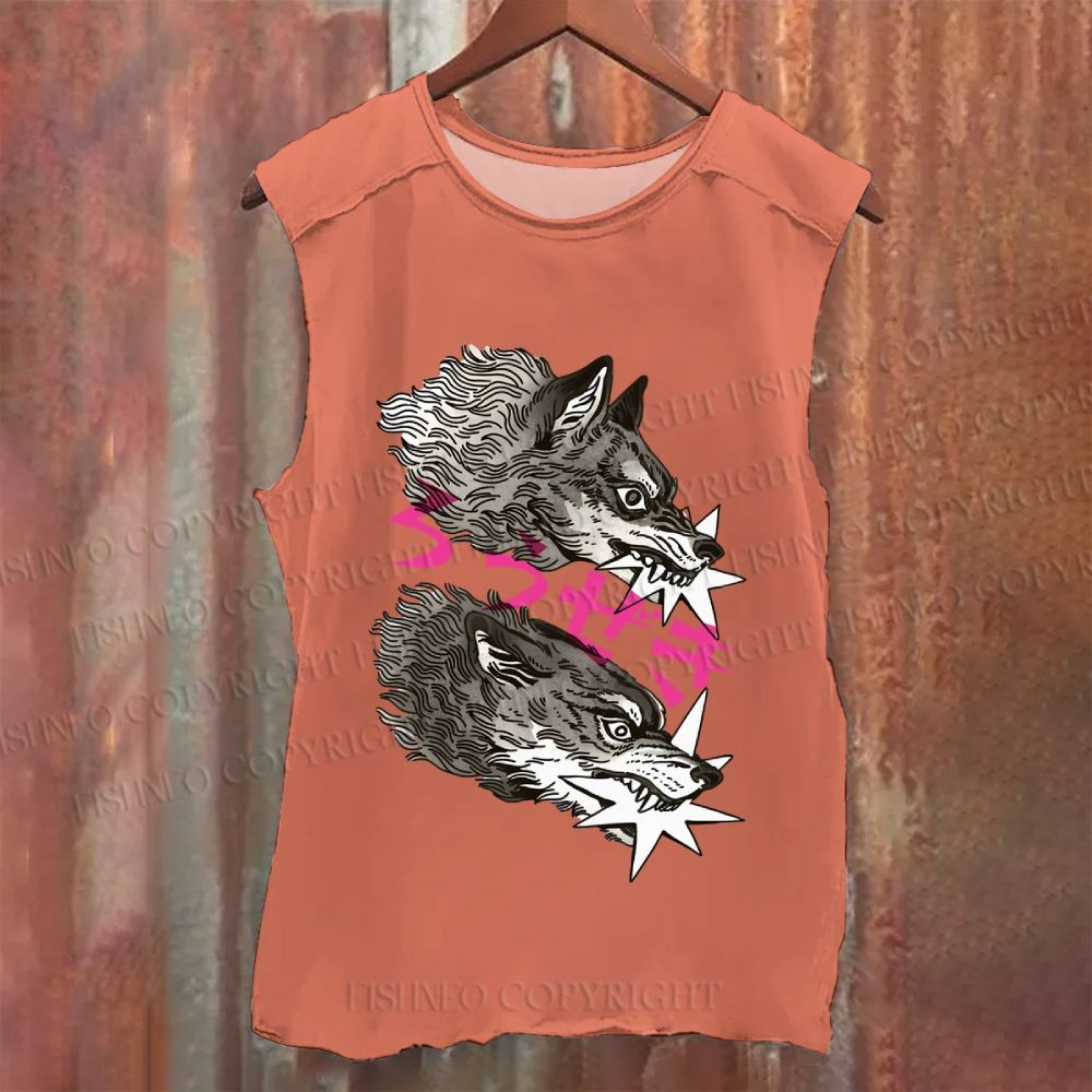 Vintage Japanese Wolf Washed Tank Top