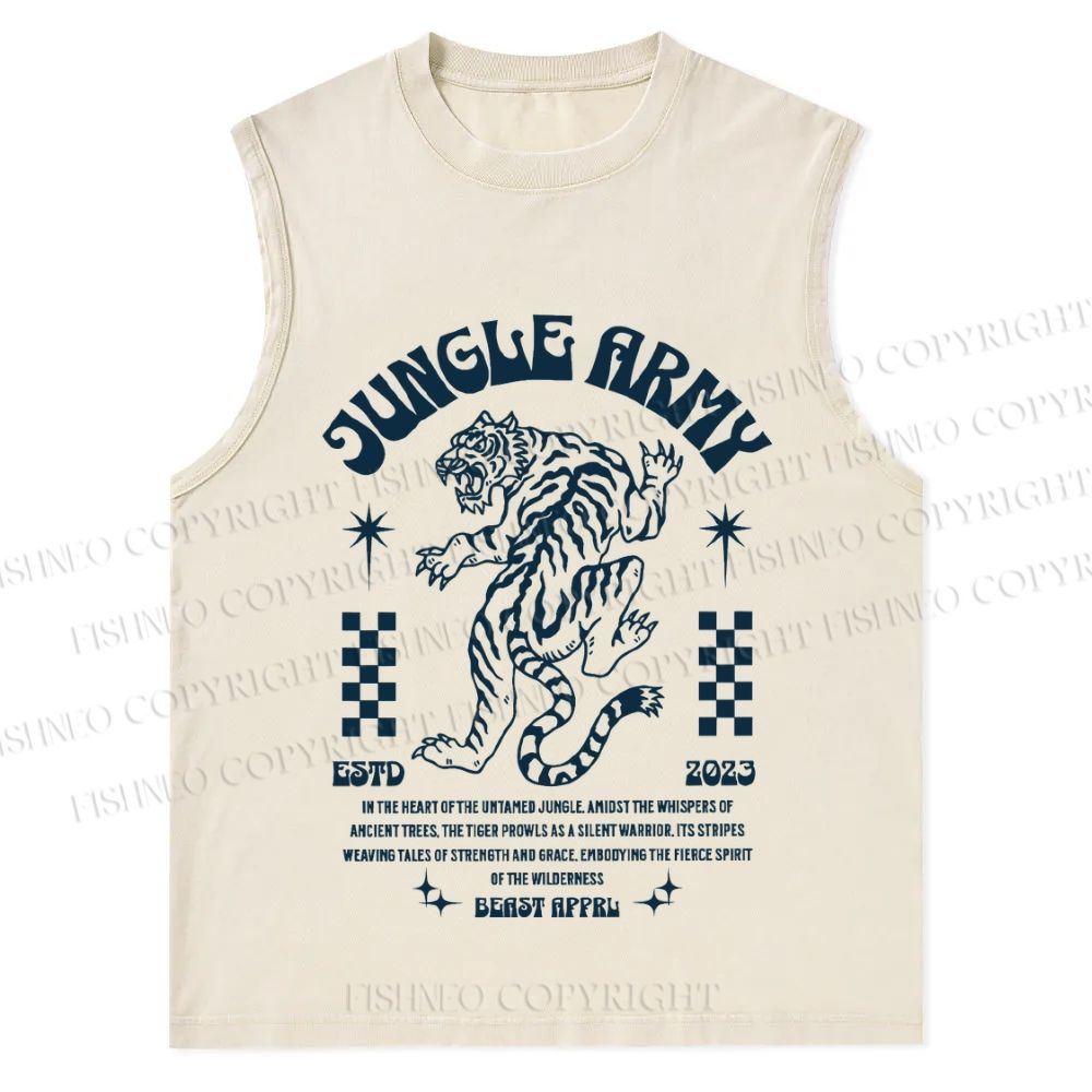 Vintage Tiger Graffiti Christian Snowflake Washed Vest