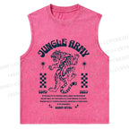 Vintage Tiger Graffiti Christian Snowflake Washed Vest
