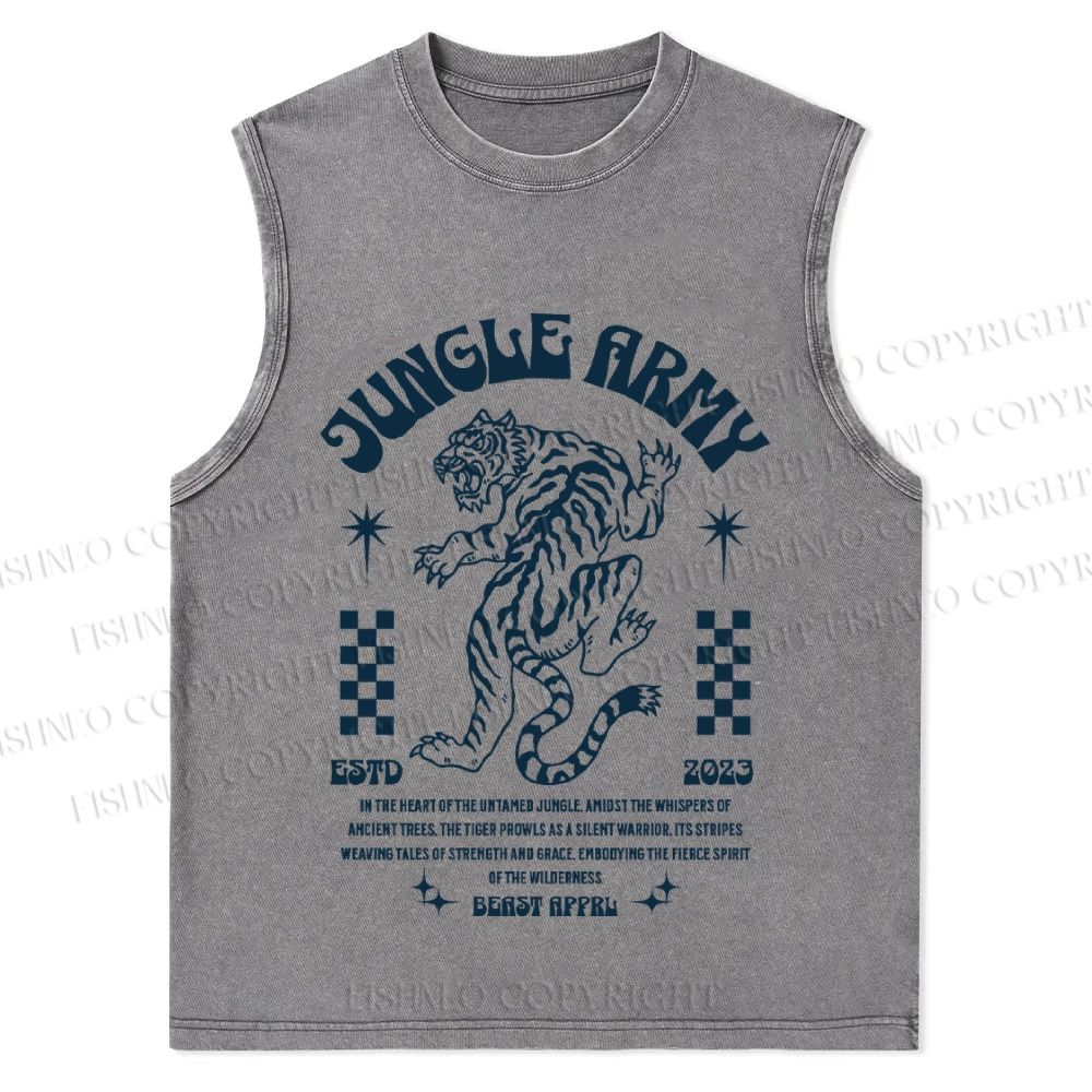 Vintage Tiger Graffiti Christian Snowflake Washed Vest
