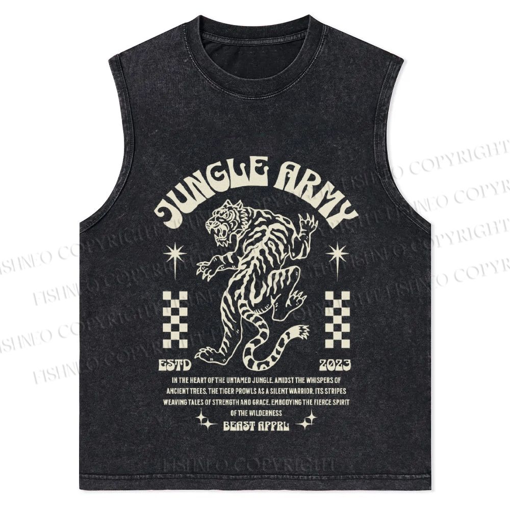 Vintage Tiger Graffiti Christian Snowflake Washed Vest