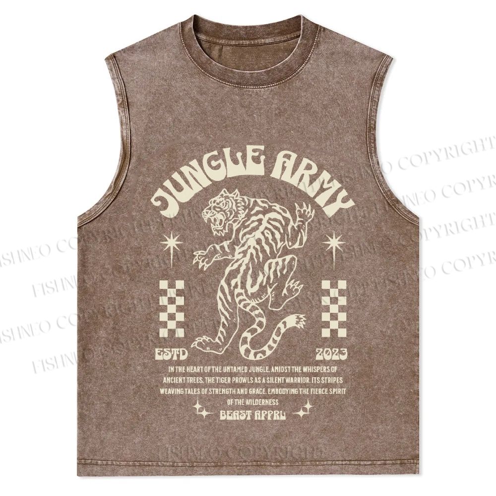 Vintage Tiger Graffiti Christian Snowflake Washed Vest