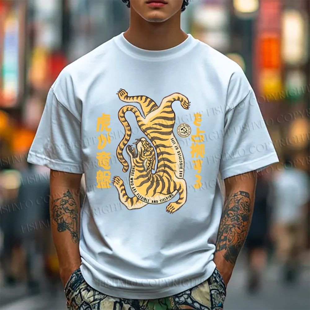 Unisex Vintage Japanese Tiger Classic Cotton T-shirt