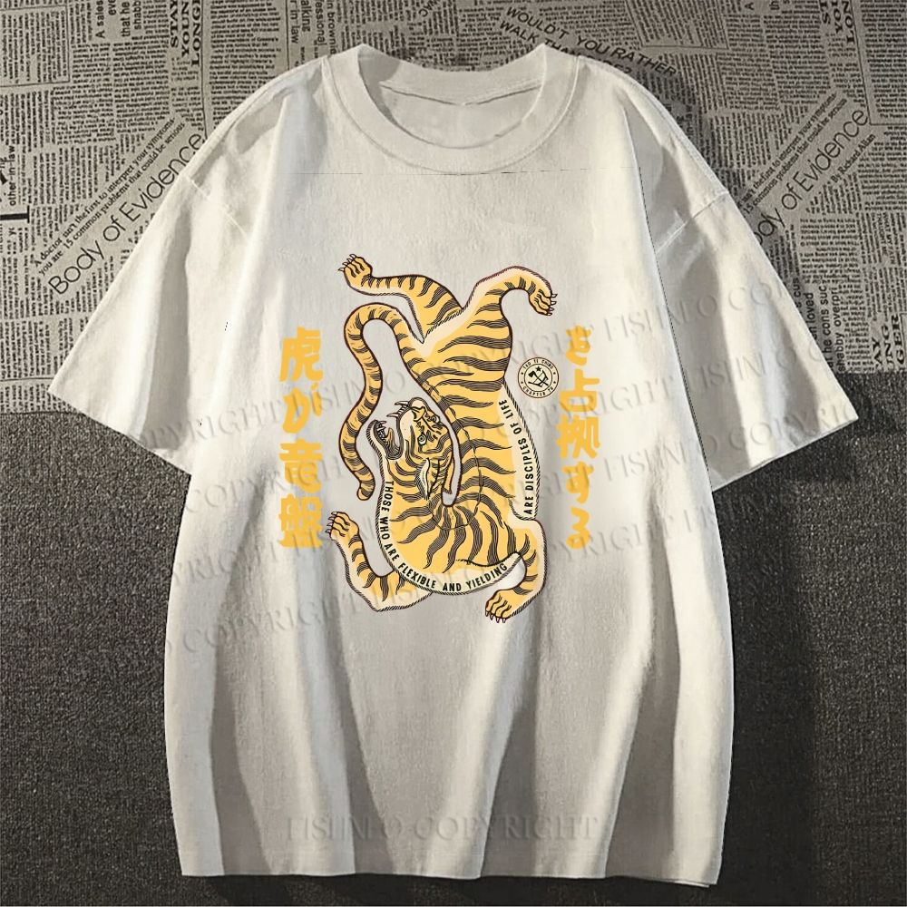 Unisex Vintage Japanese Tiger Classic Cotton T-shirt