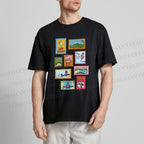 Unisex Vintage Stamp Classic Cotton T-shirt