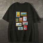 Unisex Vintage Stamp Classic Cotton T-shirt