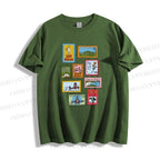 Unisex Vintage Stamp Classic Cotton T-shirt