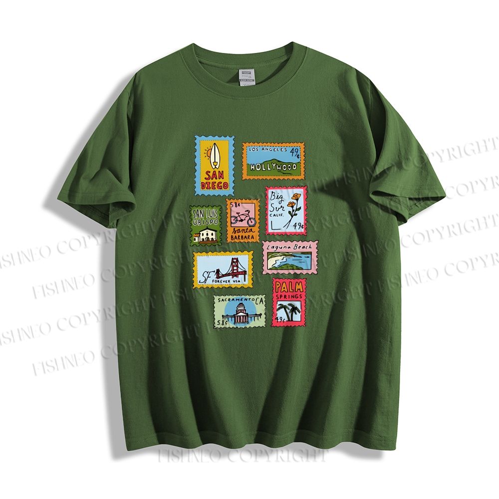 Unisex Vintage Stamp Classic Cotton T-shirt