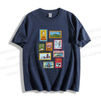 Unisex Vintage Stamp Classic Cotton T-shirt