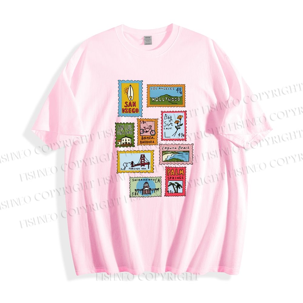 Unisex Vintage Stamp Classic Cotton T-shirt