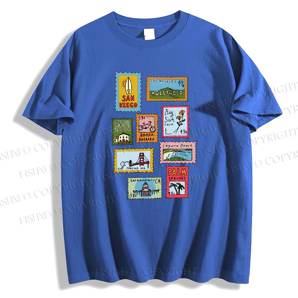Unisex Vintage Stamp Classic Cotton T-shirt