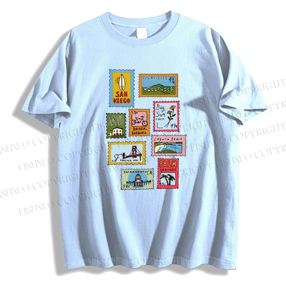 Unisex Vintage Stamp Classic Cotton T-shirt
