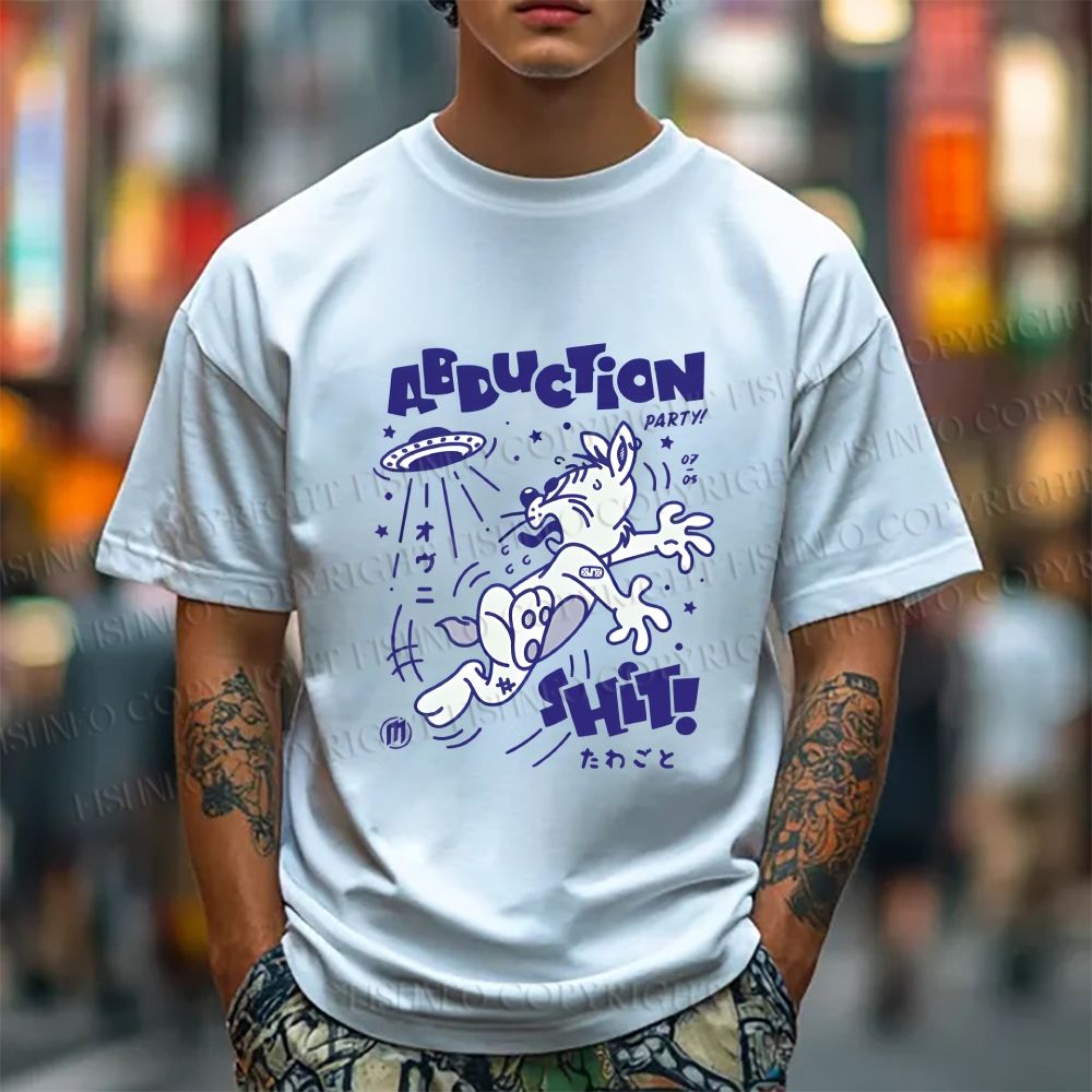 Unisex Japanese Escape Rabbit Graffiti Classic Cotton T-shirt