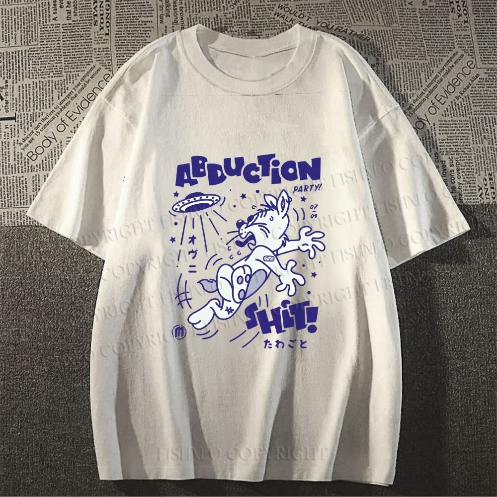 Unisex Japanese Escape Rabbit Graffiti Classic Cotton T-shirt