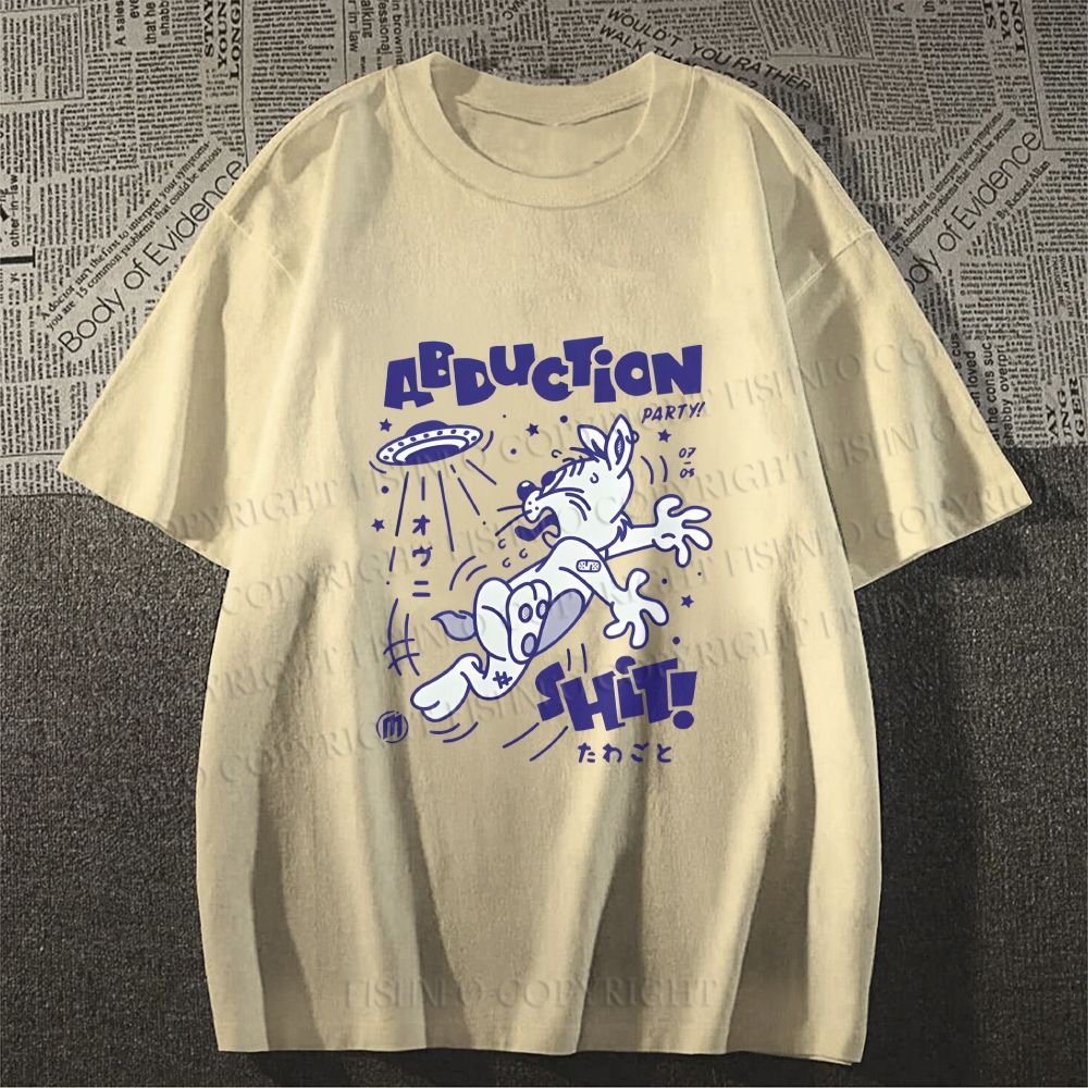 Unisex Japanese Escape Rabbit Graffiti Classic Cotton T-shirt