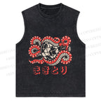 Vintage Japanese Snake Christian Snowflake Washed Vest