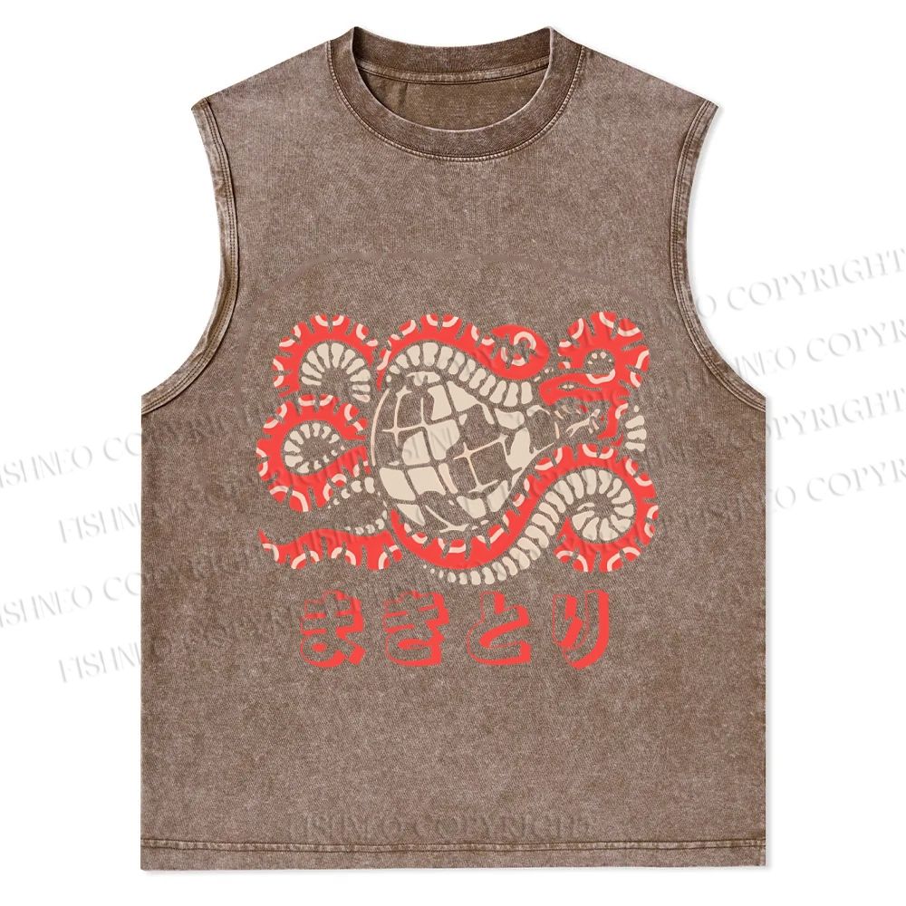 Vintage Japanese Snake Christian Snowflake Washed Vest