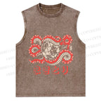 Vintage Japanese Snake Christian Snowflake Washed Vest