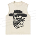 Vintage Skull Cowboy Christian Snowflake Washed Vest