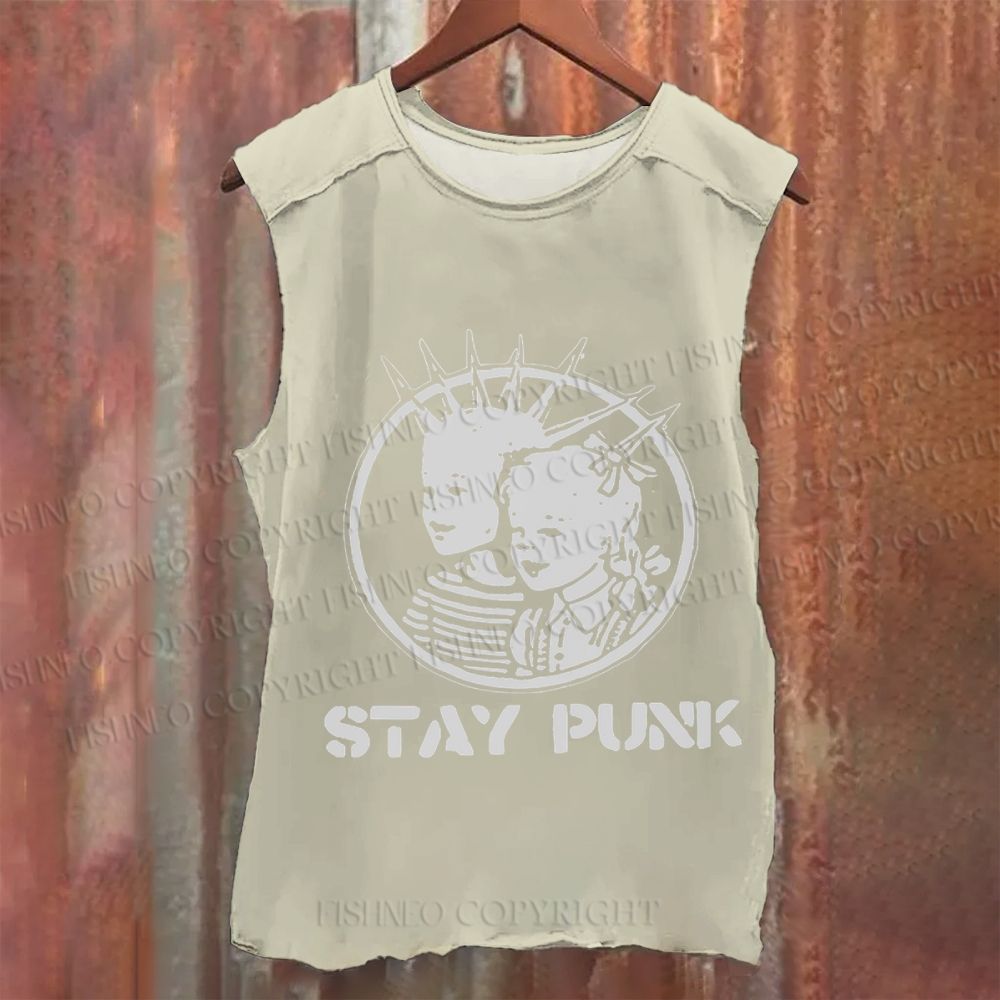 Vintage Punk Graffiti Washed Tank Top