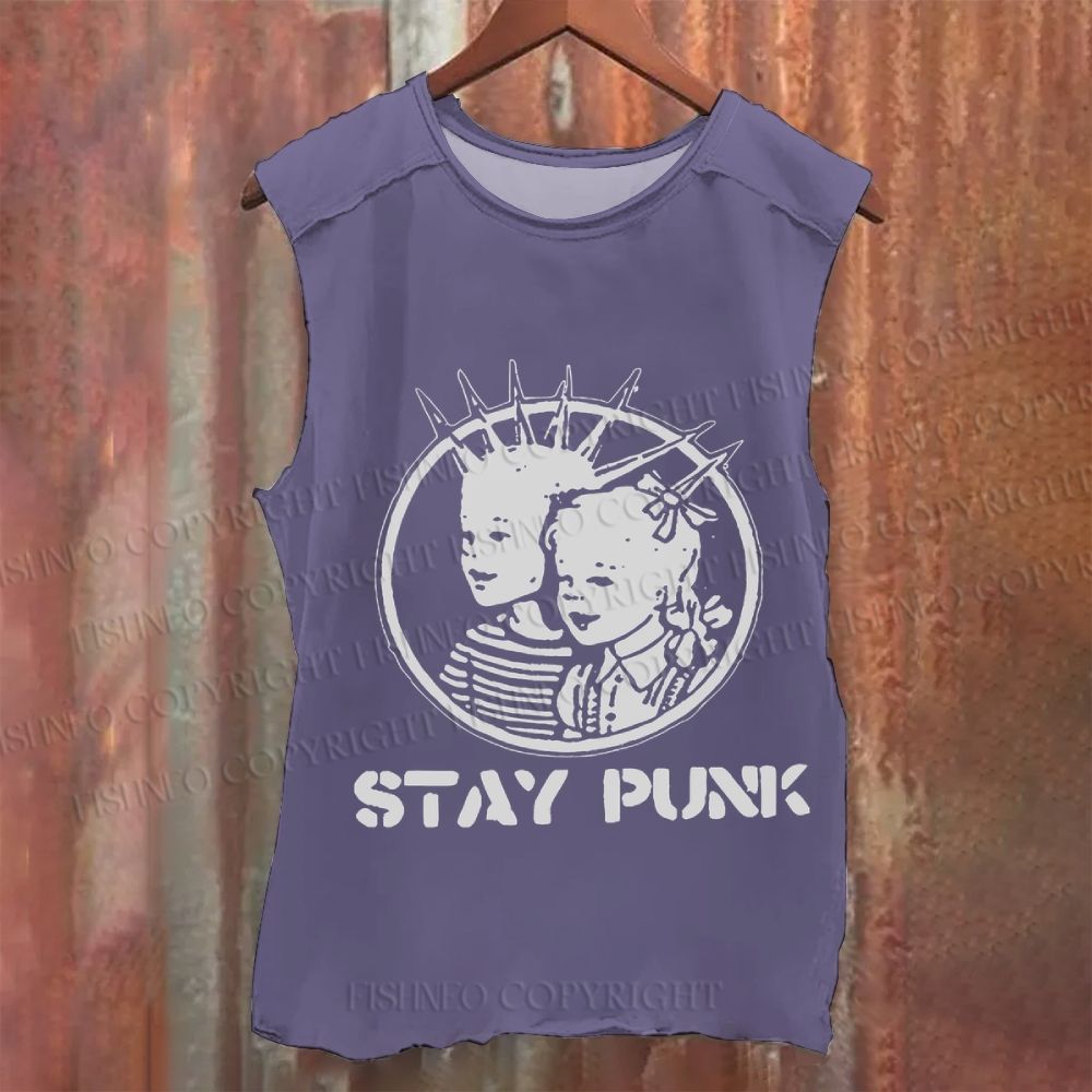 Vintage Punk Graffiti Washed Tank Top