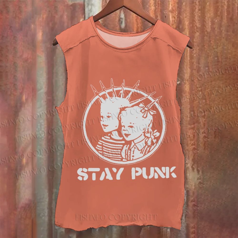 Vintage Punk Graffiti Washed Tank Top