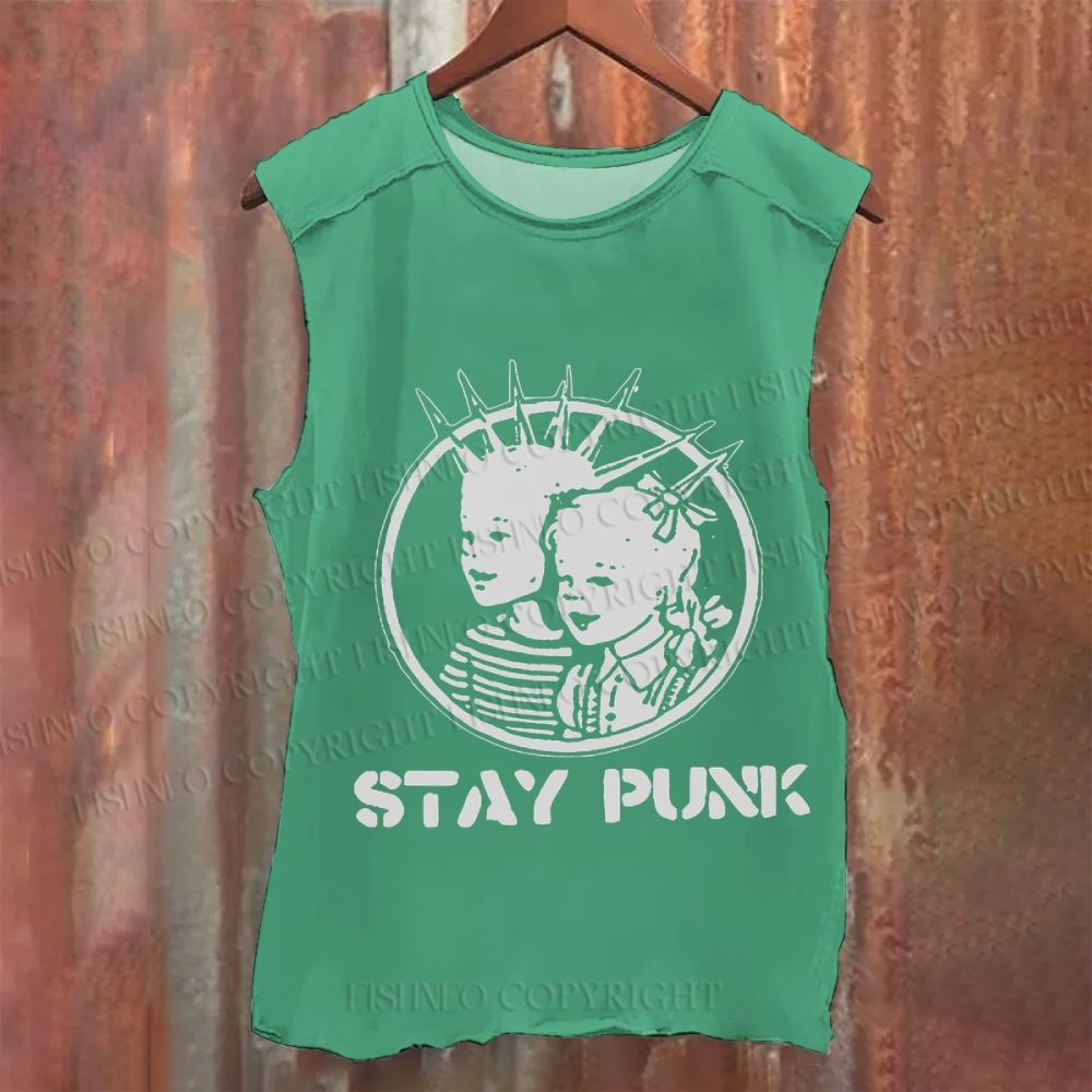 Vintage Punk Graffiti Washed Tank Top