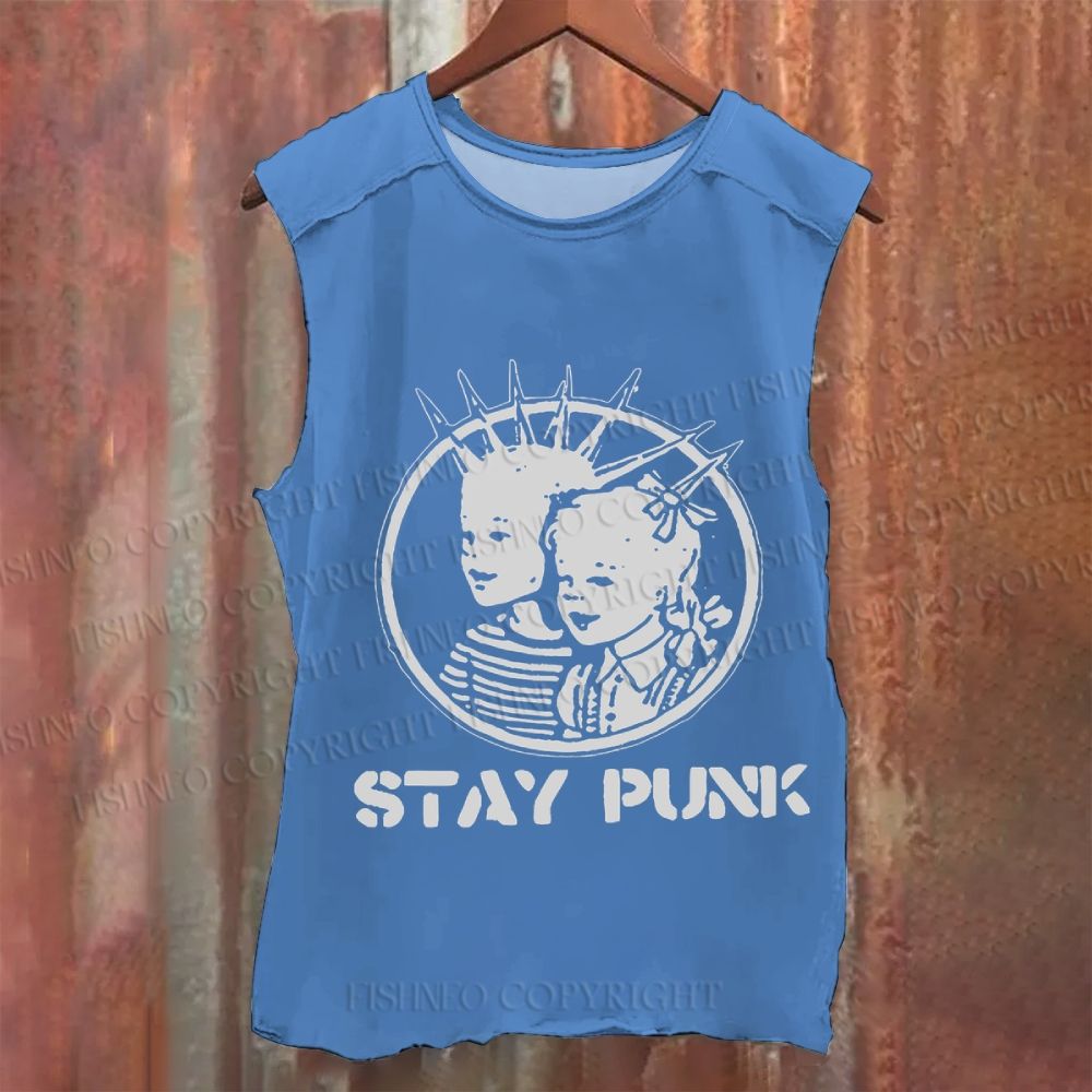 Vintage Punk Graffiti Washed Tank Top