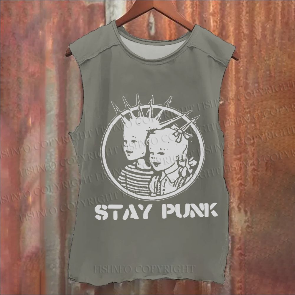 Vintage Punk Graffiti Washed Tank Top