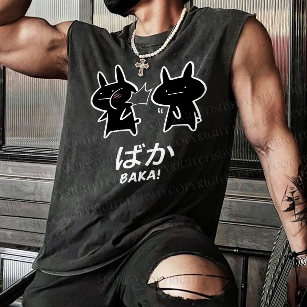 Unisex Baka Printed Snowflake Washed Vest