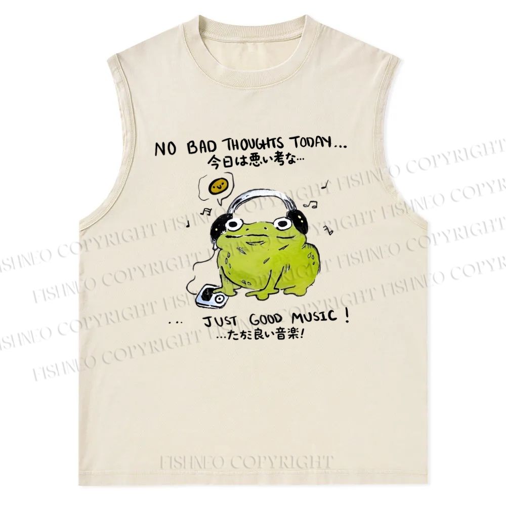 Unisex Just Good Music Printed Snowflake Washed Vest