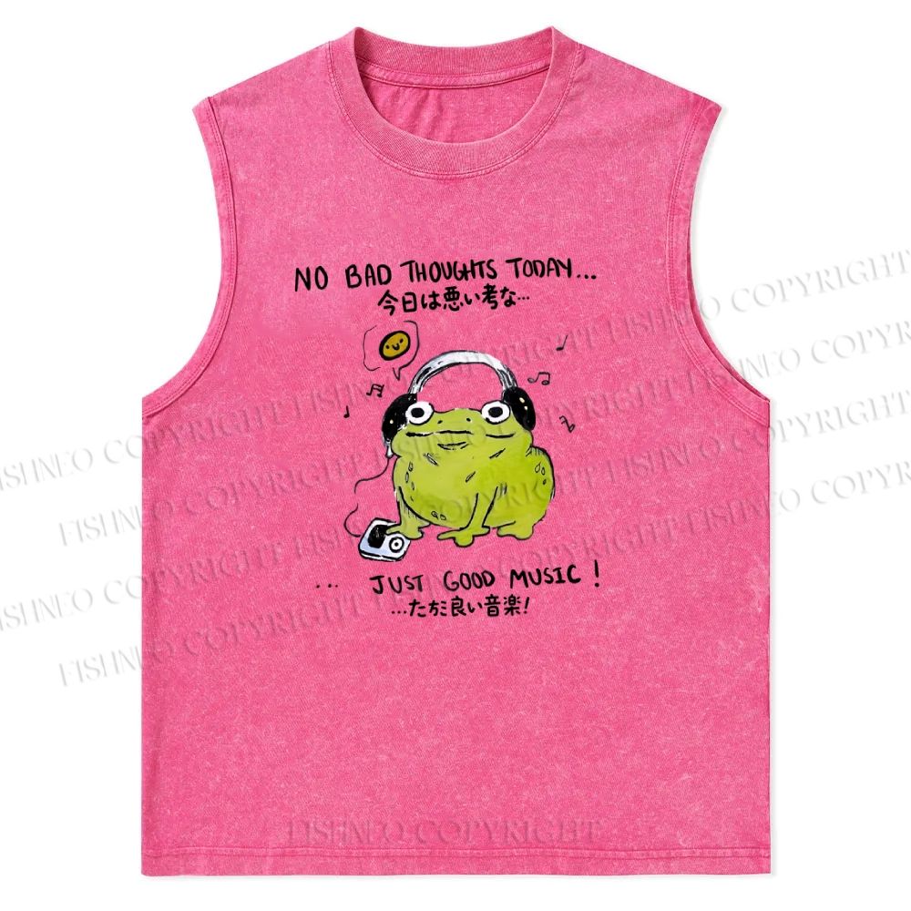 Unisex Just Good Music Printed Snowflake Washed Vest