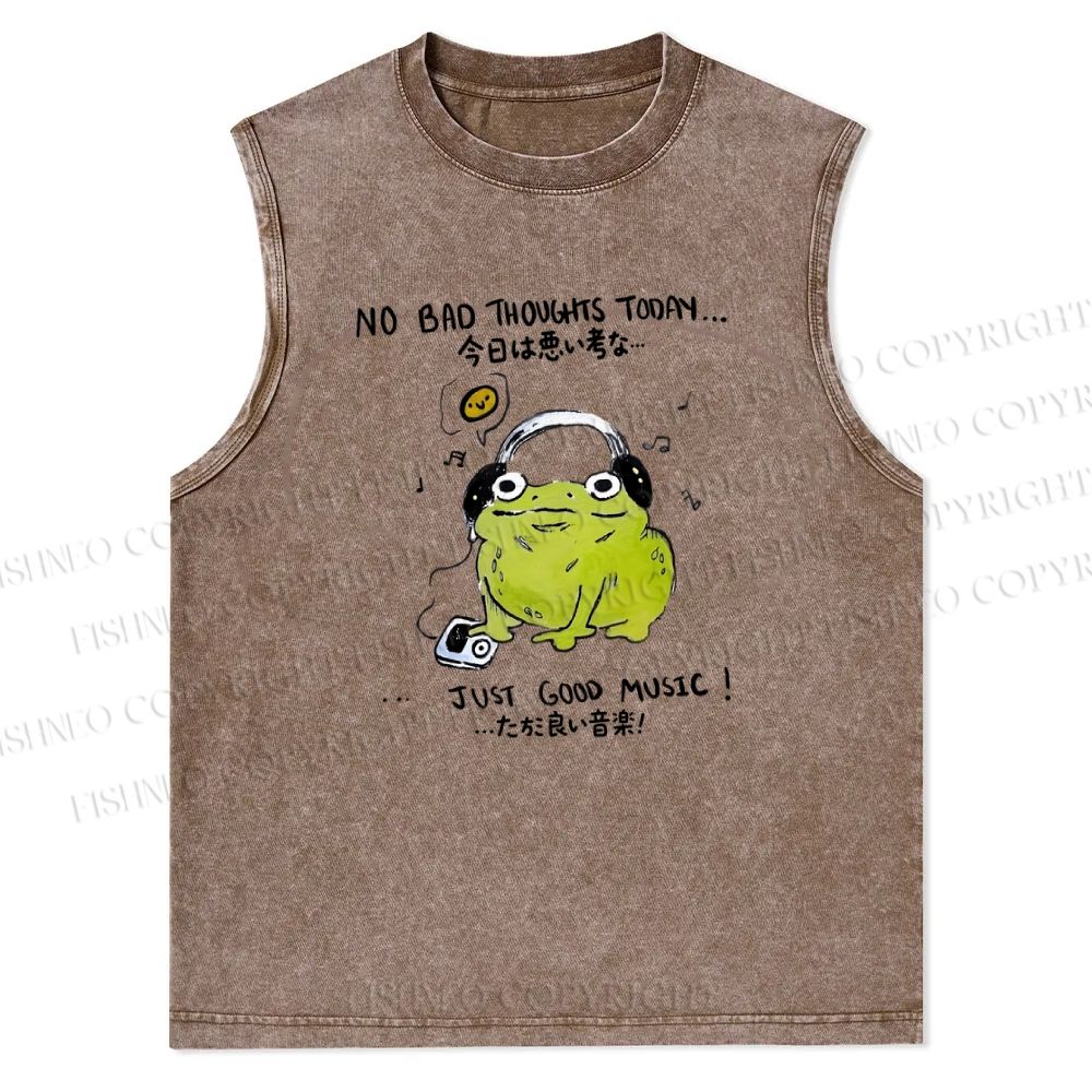 Unisex Just Good Music Printed Snowflake Washed Vest