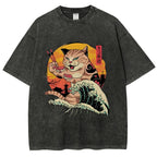 Ukiyoe Cat Washed T-Shirt