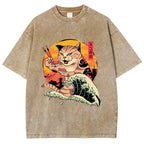 Ukiyoe Cat Washed T-Shirt