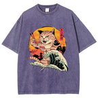 Ukiyoe Cat Washed T-Shirt