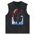 Unisex Fish Shop Printed Snowflake Washed Vest