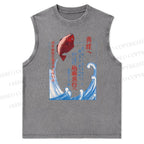 Unisex Fish Shop Printed Snowflake Washed Vest