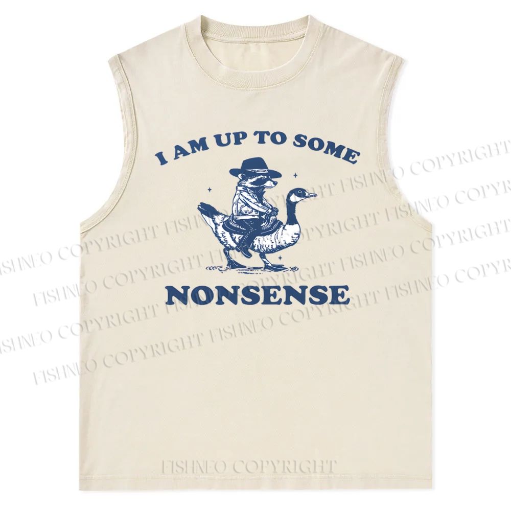 Unisex I Am Up To Some Nonsense Printed Snowflake Washed Vest