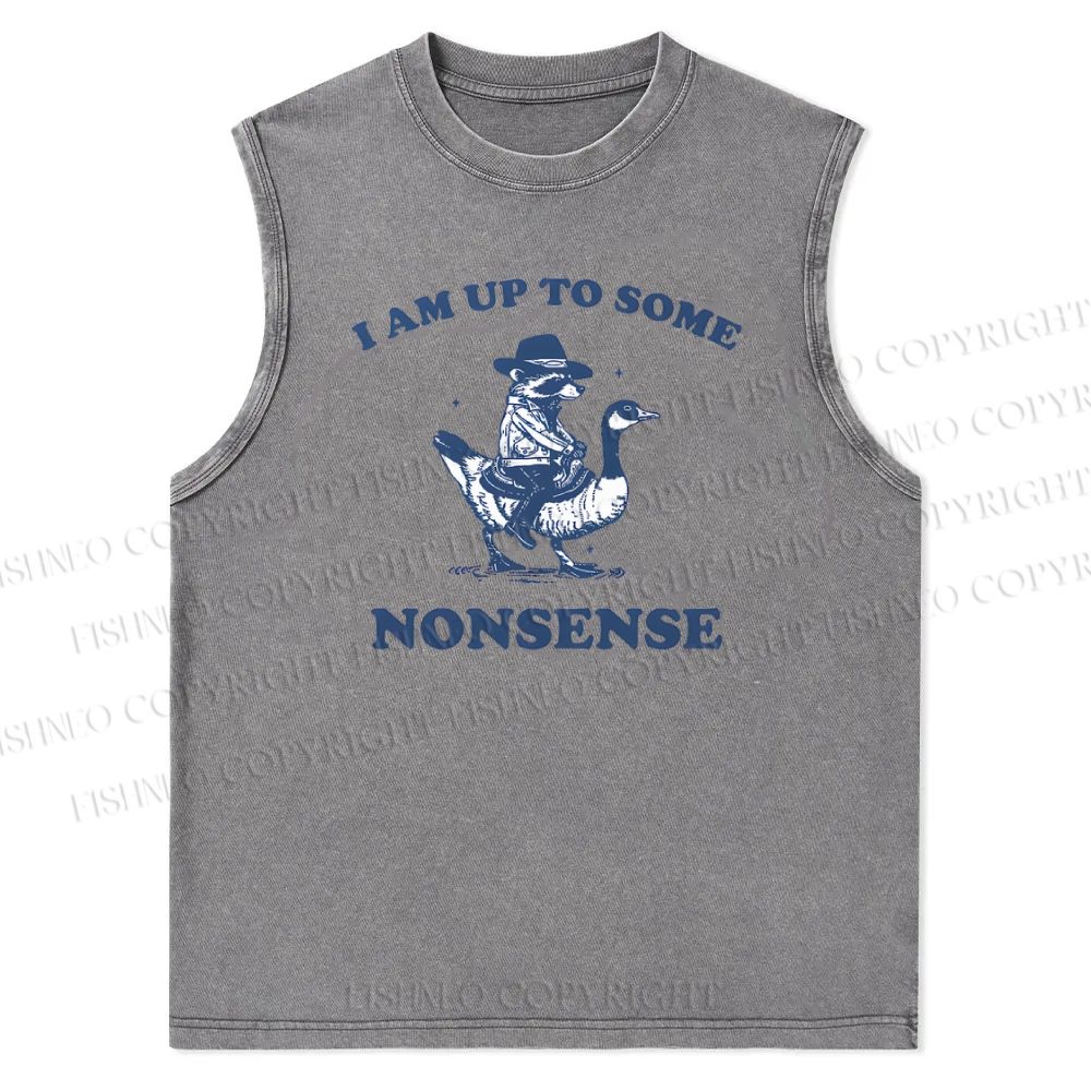 Unisex I Am Up To Some Nonsense Printed Snowflake Washed Vest