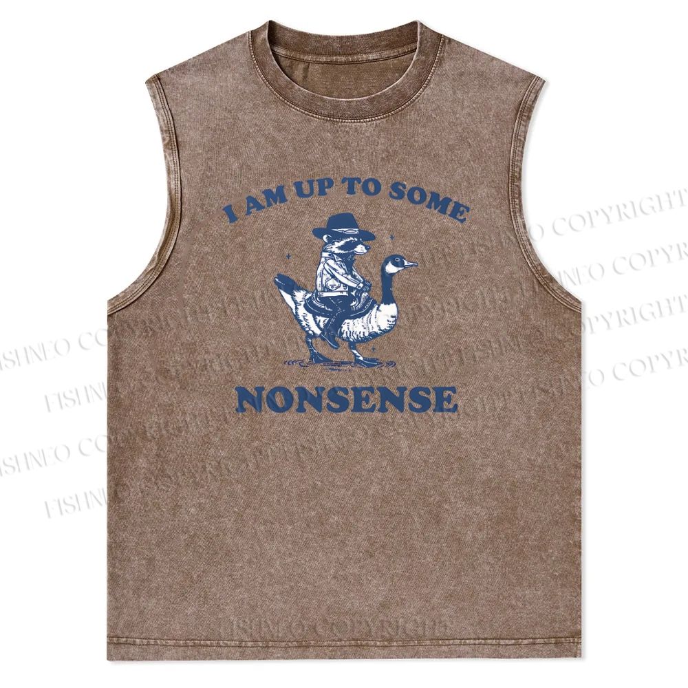 Unisex I Am Up To Some Nonsense Printed Snowflake Washed Vest
