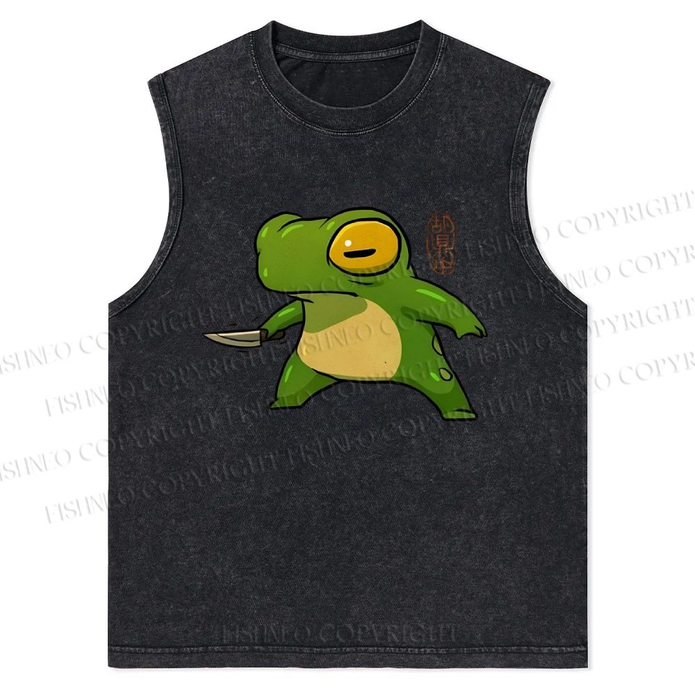 Unisex Cartoon Frog Snowflake Washed Vest