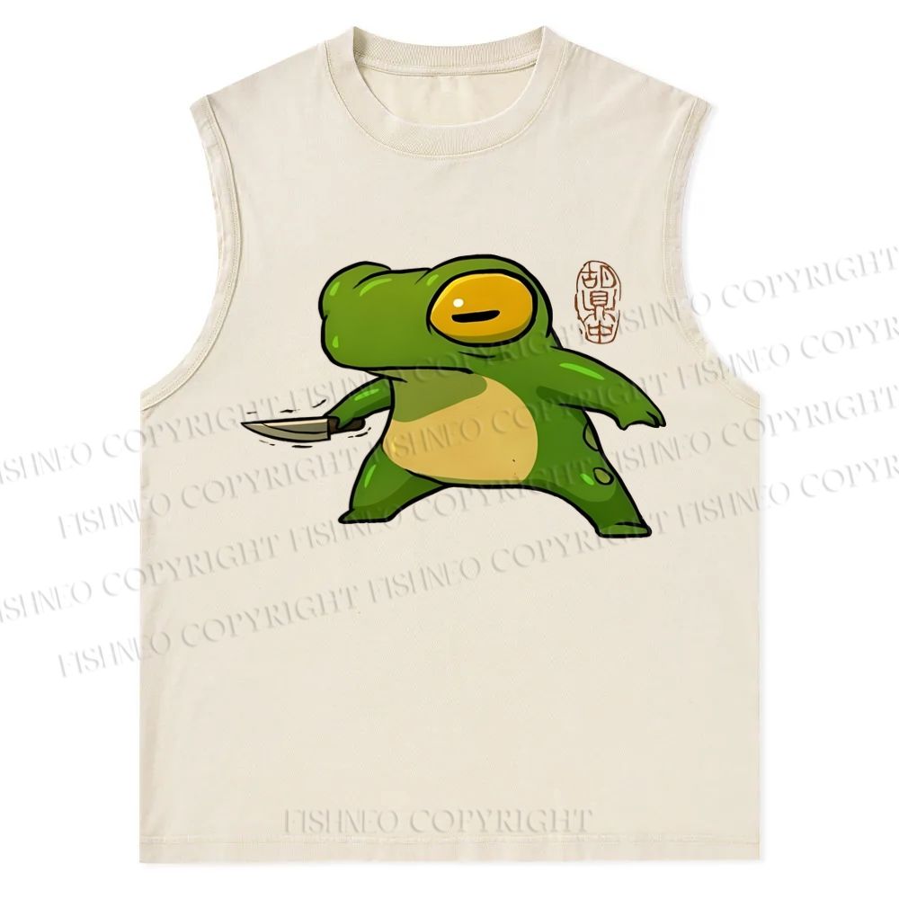 Unisex Cartoon Frog Snowflake Washed Vest